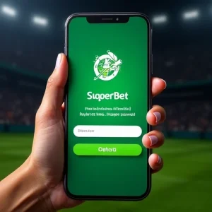 Usuário fazendo login no app Superbet Brasil.