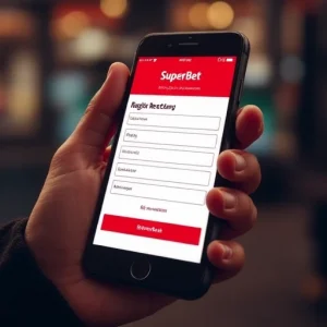 Usuário preenchendo o cadastro no Superbet pelo celular.