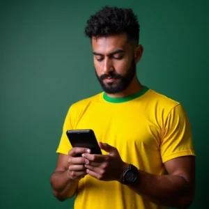 Usuário fazendo apostas esportivas no Superbet pelo celular.